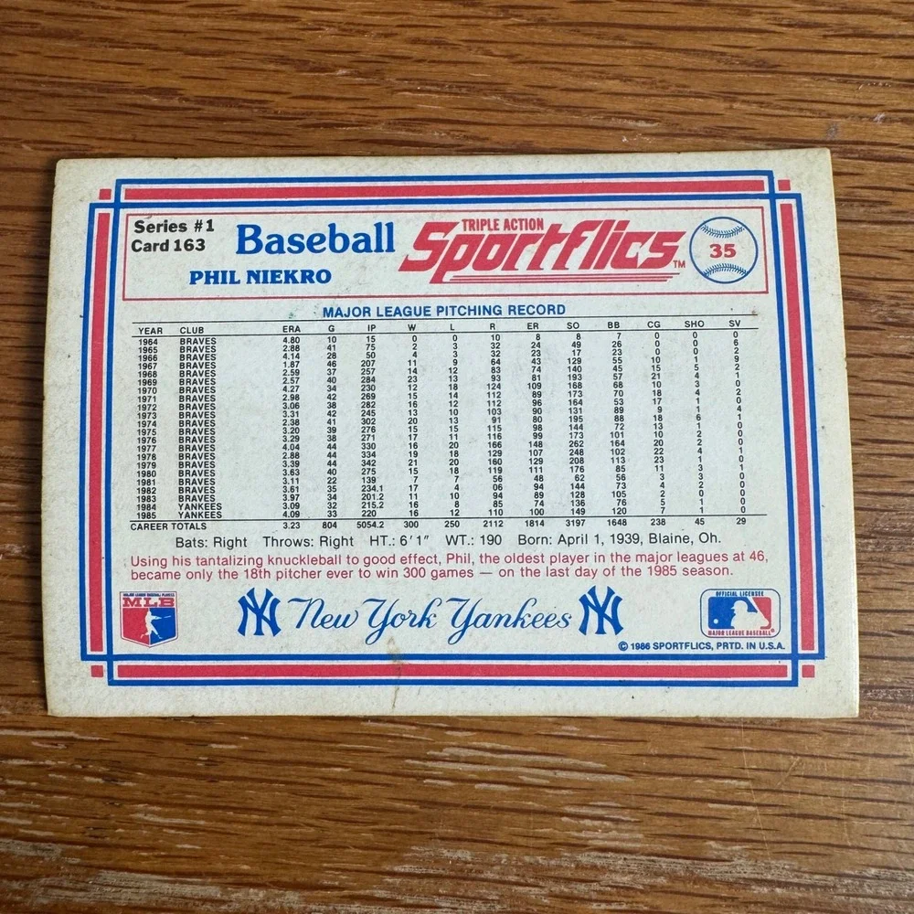 Vintage Sportflics Baseball‎ Card Lot 1986 1989 Niekro Murphy Sierra 6 Cards